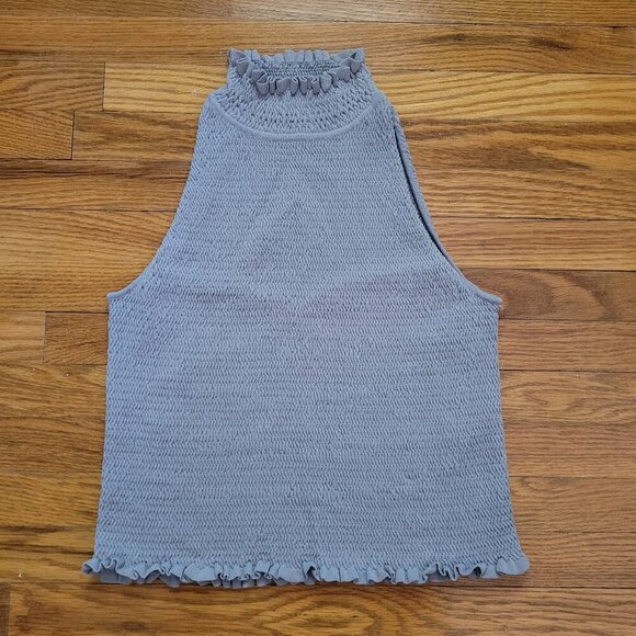 ZARA | High Neck Ruffle Stretch Tank Top | Sz. L - Picture 1 of 4